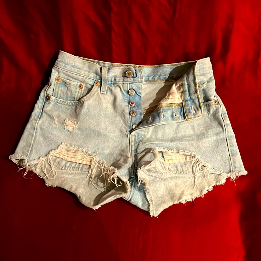 Levi's 501 Blue Jean Shorts Distressed Cut-Off Style